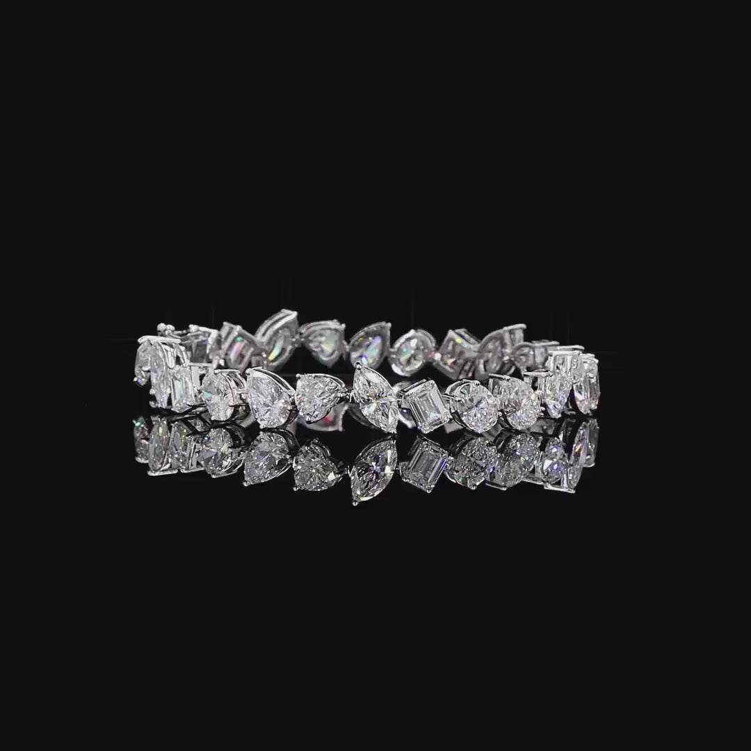 21 Carat Multi-Shape Lab-Grown Diamond Tennis Bracelet